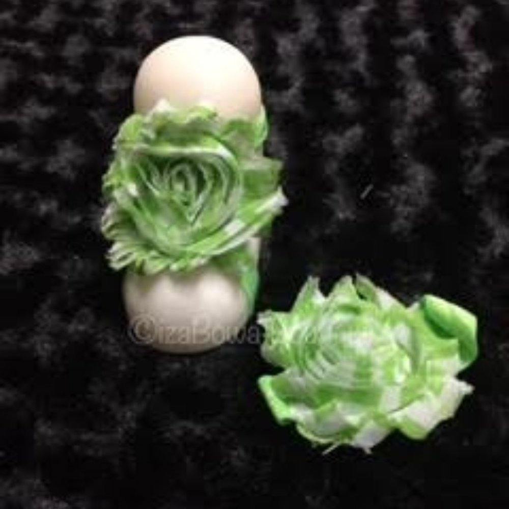 Lime Green & White Shabby Barefoot Sandals  HANDMADE  BS450  Newborn - Toddler